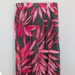 Time and Tru Womens Linen Slip Skirt with Pockets Tropical Floral Size Medium